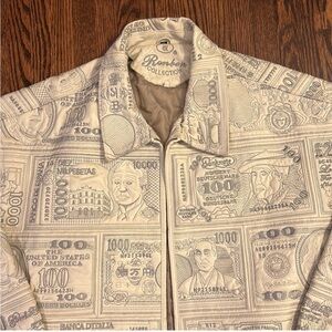 Vintage Y2K Embroidered White Leather
Currency of The World Jacket